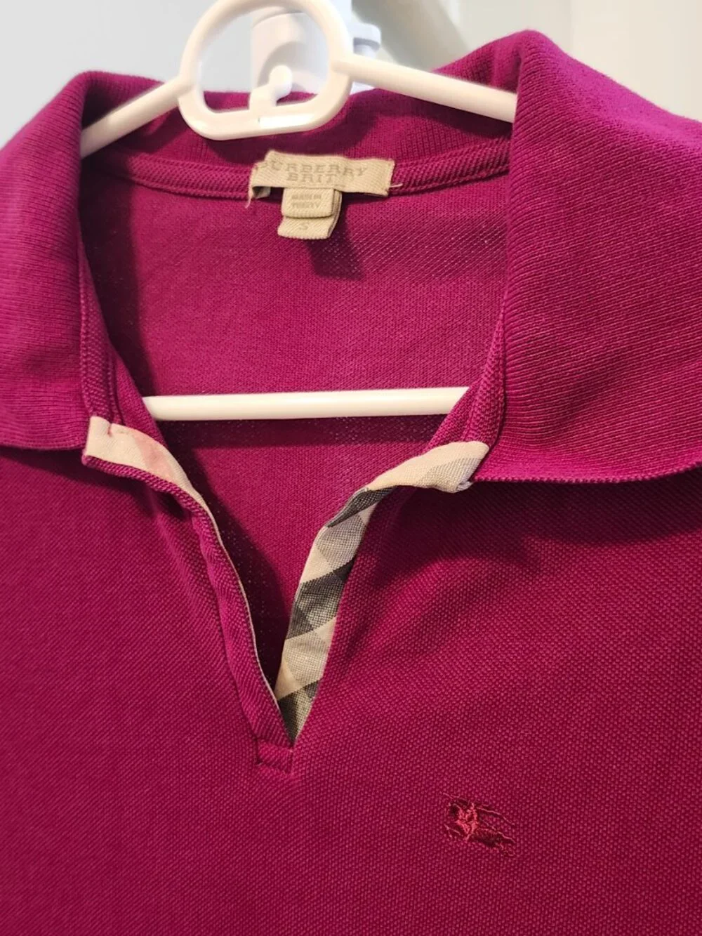Burberry Brit Short Sleeve Polo Shirt – Women’s Small – Burgundy – EUC - Picture 3 of 6
